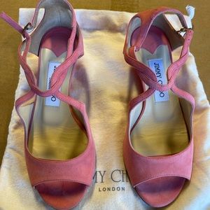 Pink Suede Jimmy Choo’s wedges in sz6